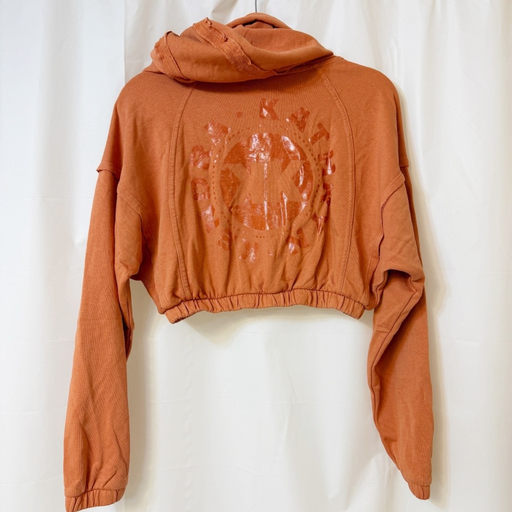 Gymshark KK Fit Zip-Up Cropped Hoodie Earth Orange Medium